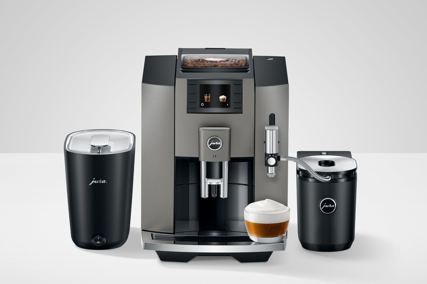 E8 Dark Inox-Kaffeevollautomaten-Jura-Beutelschmidt