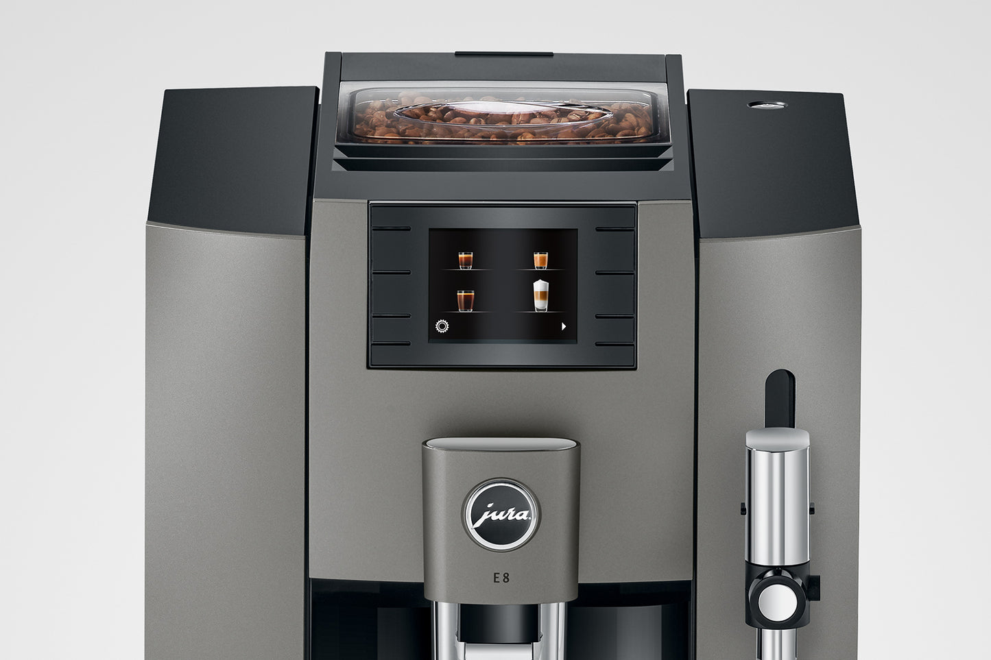 E8 Dark Inox-Kaffeevollautomaten-Jura-Beutelschmidt