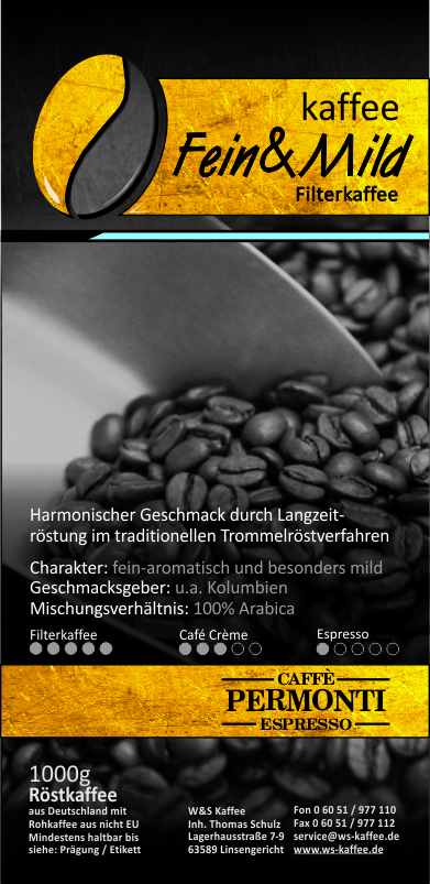 W&S Permonti Kaffee Fein & Mild-Kaffee-Permonti-1kg-Bohnen-Beutelschmidt